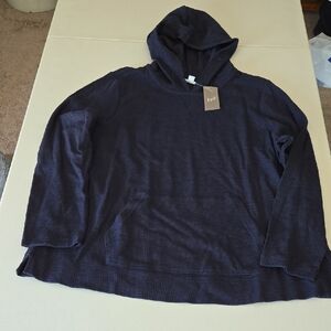 J.JILL Navy Blue Hooded Shirt, Size XL. NWT